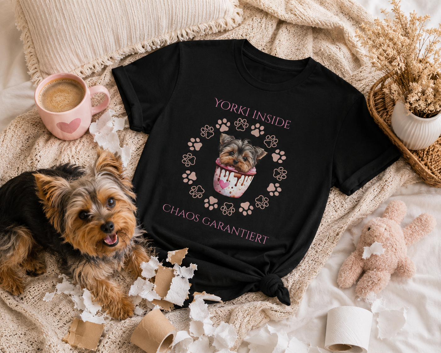 Yorki Inside – Chaos garantiert | Lustiges Yorkshire Terrier T-Shirt für Hundeliebhaber | Hunde Shirt Damen & Herren