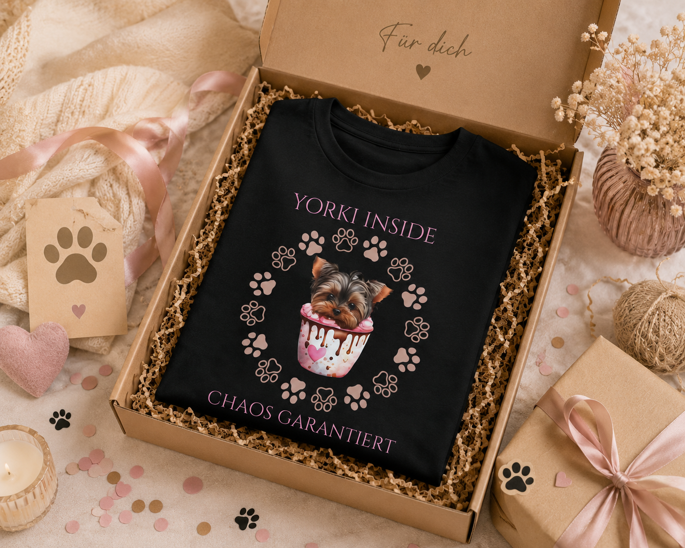 Yorki Inside – Chaos garantiert | Lustiges Yorkshire Terrier T-Shirt für Hundeliebhaber | Hunde Shirt Damen & Herren