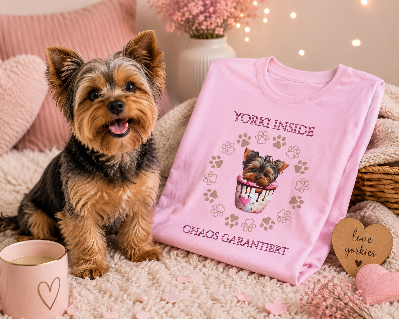 Yorki Inside – Chaos garantiert | Lustiges Yorkshire Terrier T-Shirt für Hundeliebhaber | Hunde Shirt Damen & Herren