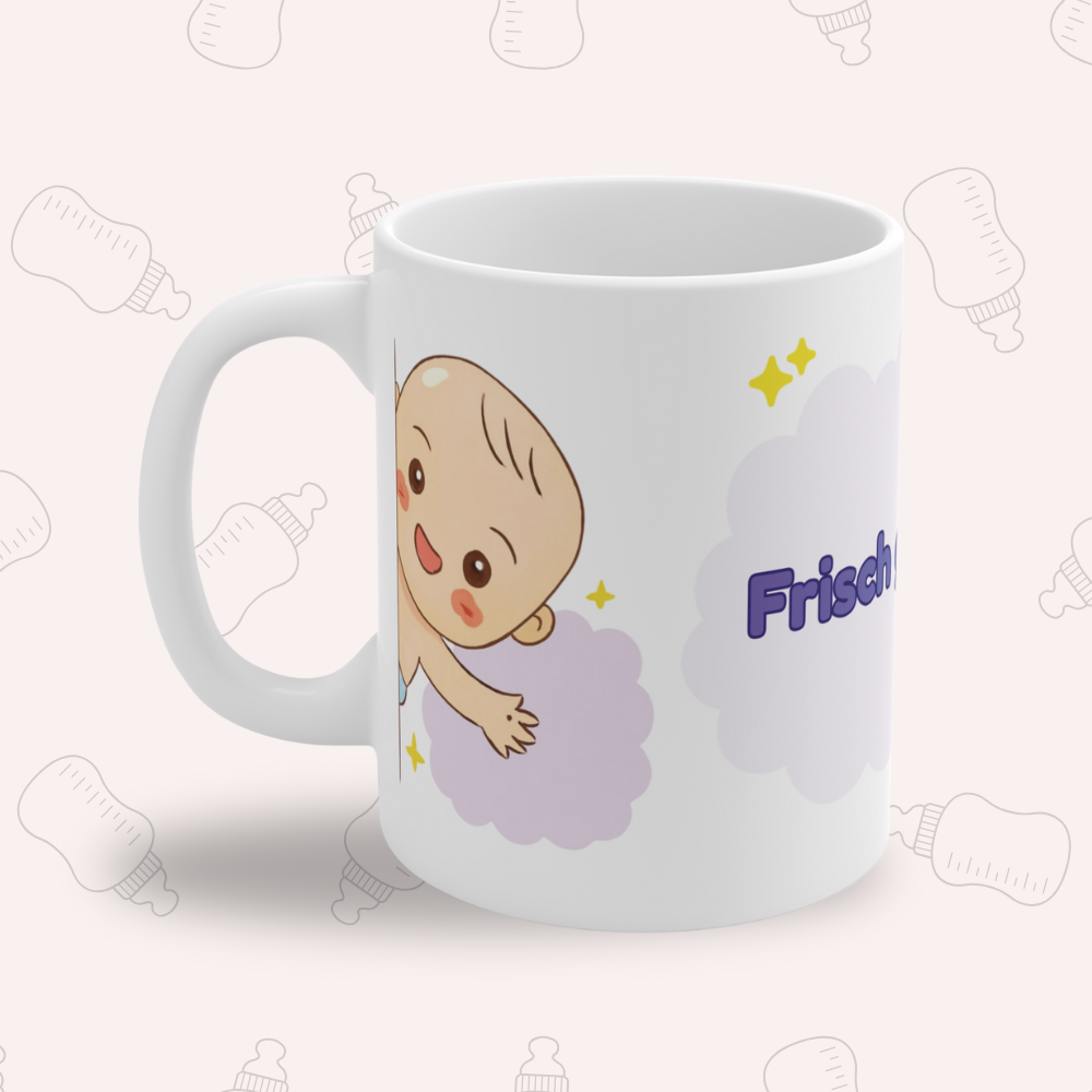 Baby Tasse – Frisch geschlüpft | Geschenk zur Geburt | Lustige Babytasse 330 ml