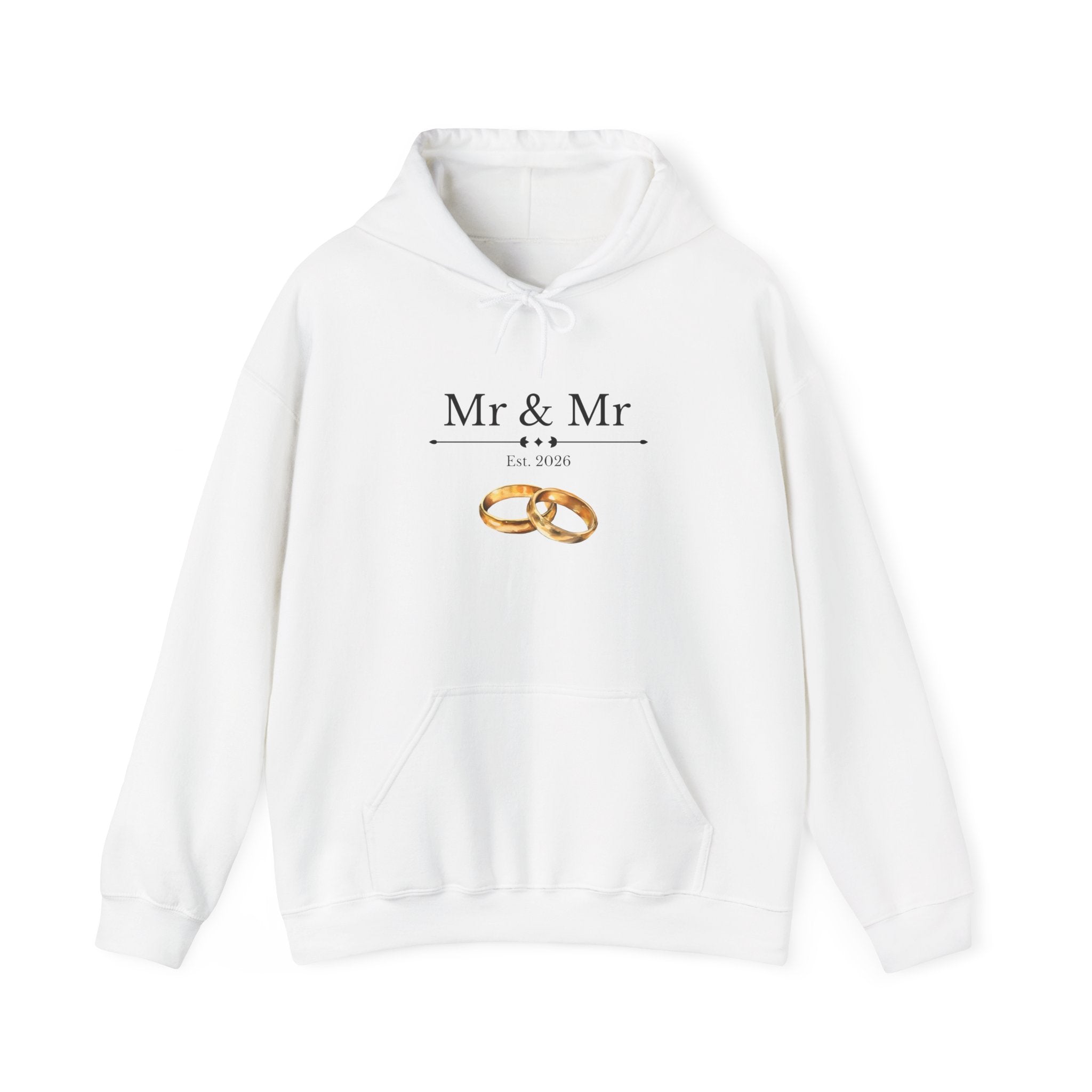 Hoodie „Mr & Mr Est. 2026“ – Hochzeit Hoodie für Paare – Partnerlook – Weiß & Hellblau
