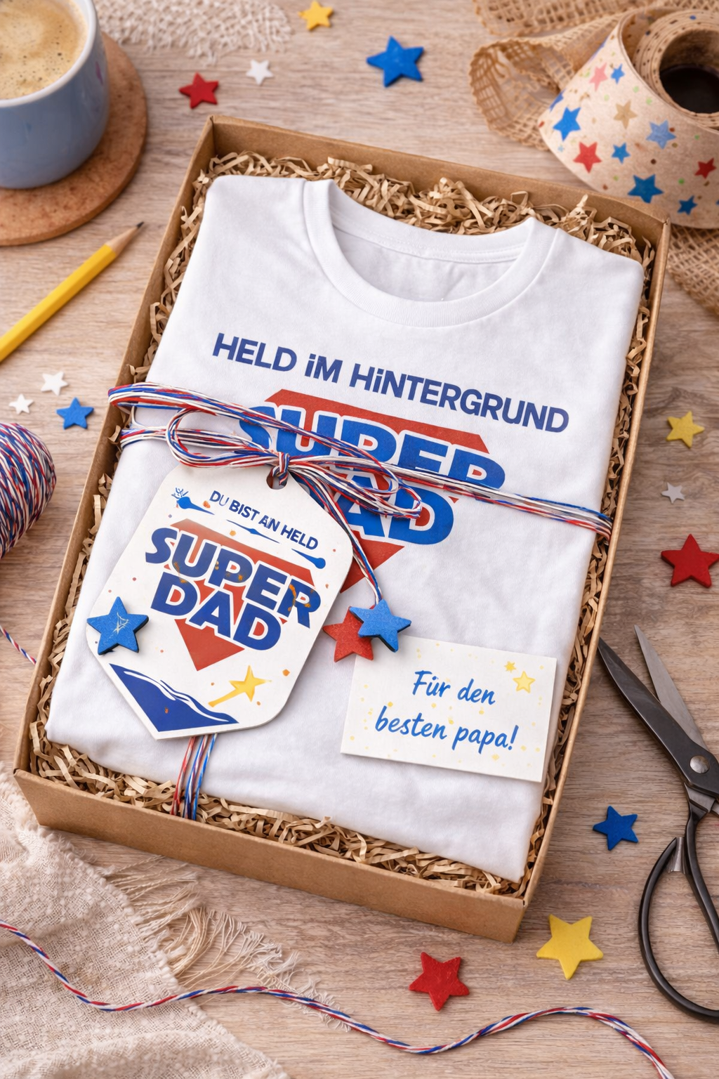 Papa T-Shirt „Held im Hintergrund – Super Dad“ – Lustiges Vater Shirt – Geschenkidee für Papa