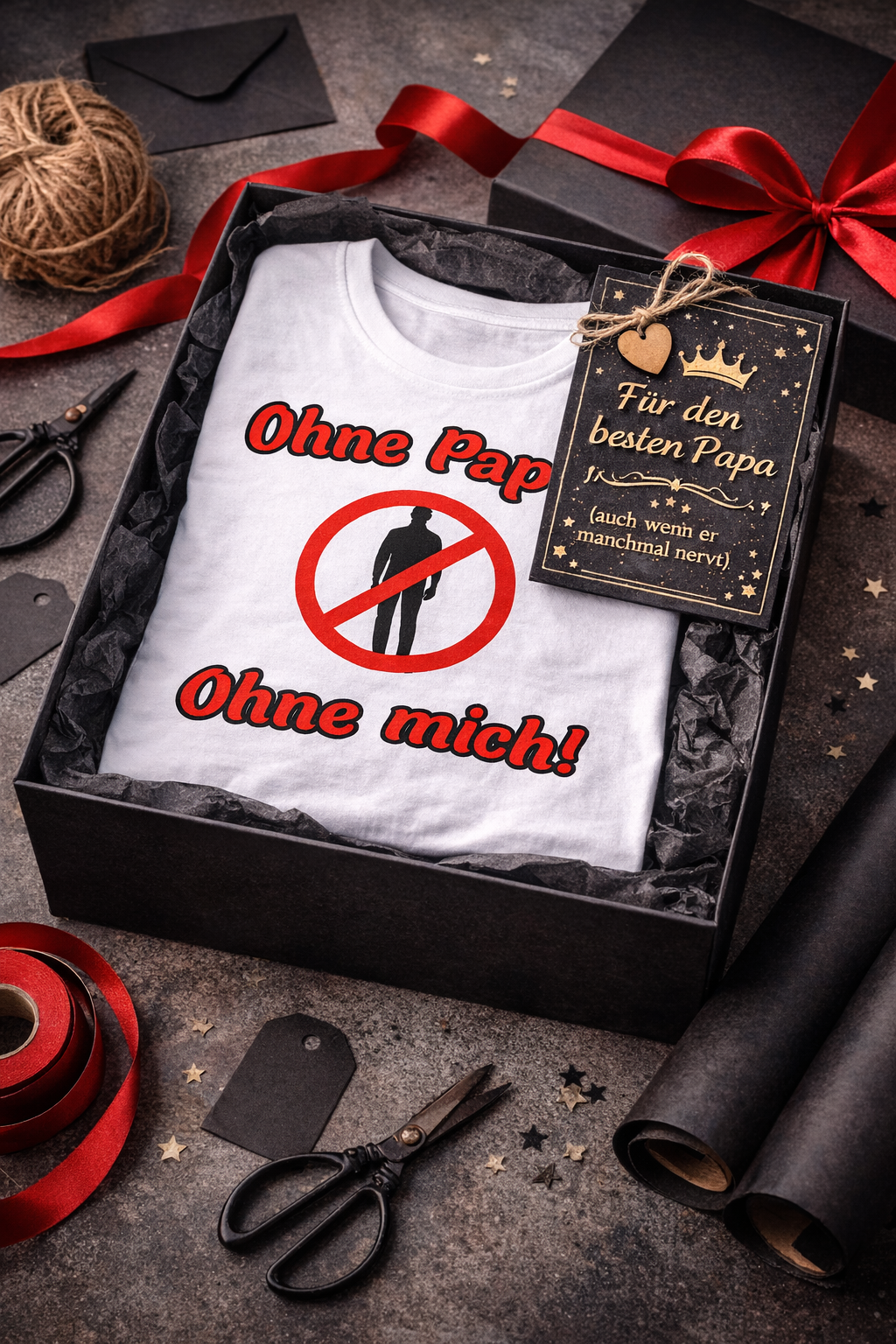 Papa T-Shirt „Ohne Papa? Ohne mich!“ – Lustiges Herren Shirt für Väter – Geschenkidee zum Vatertag