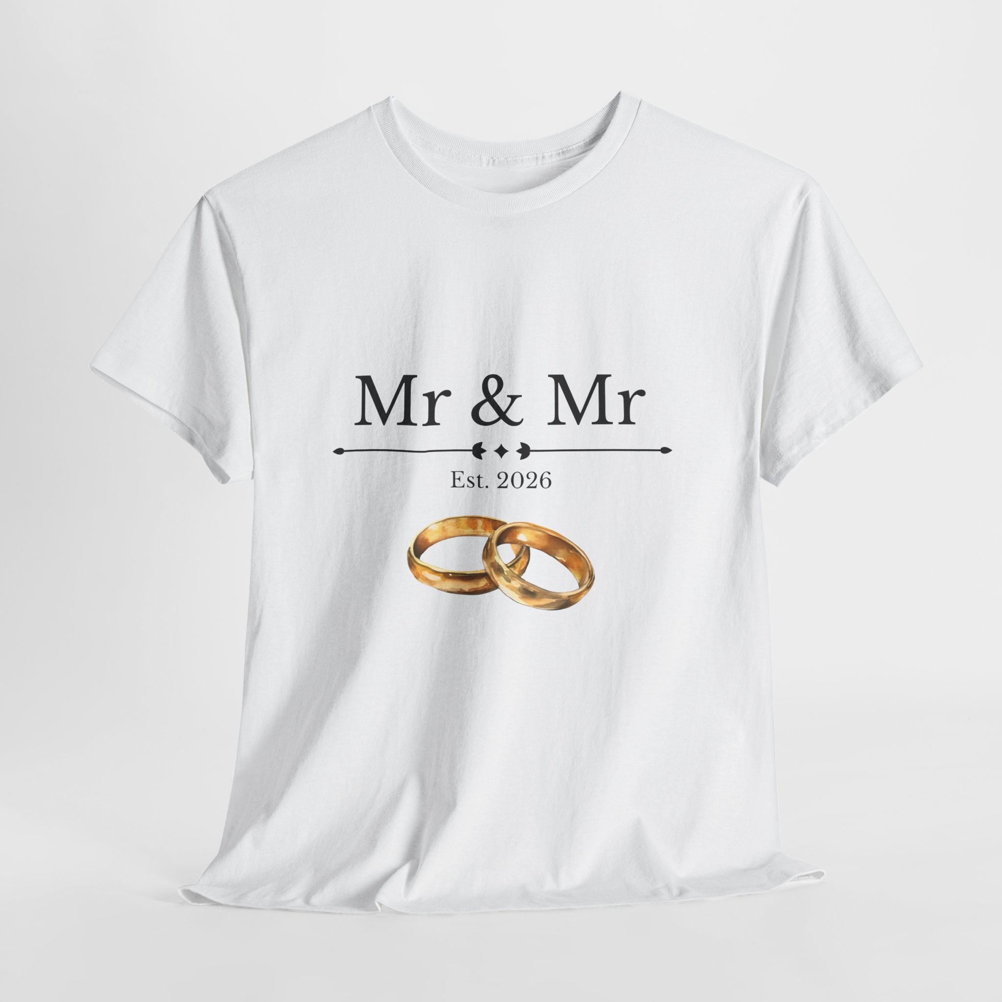 T-Shirt „Mr & Mr Est. 2026“ – Just Married Shirt – Hochzeits Geschenk für Männerpaar