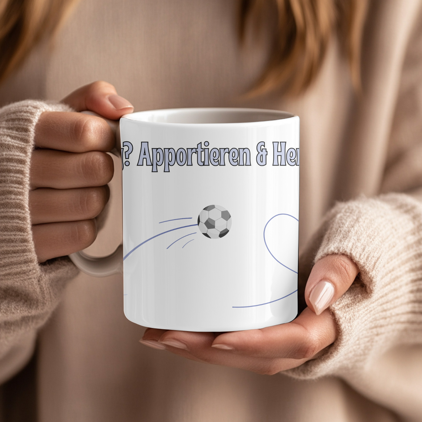 Weiße 330 ml Keramiktasse mit dem Spruch „Mein Hobby? Apportieren & Herzen klauen“, einem niedlichen Hund, Herz- und Pfotenmotiv – Geschenk für Hundeliebhaber.