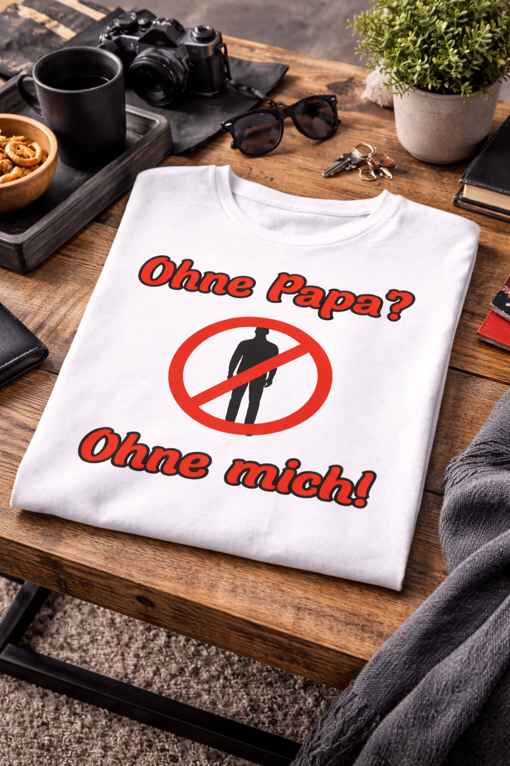 Papa T-Shirt „Ohne Papa? Ohne mich!“ – Lustiges Herren Shirt für Väter – Geschenkidee zum Vatertag