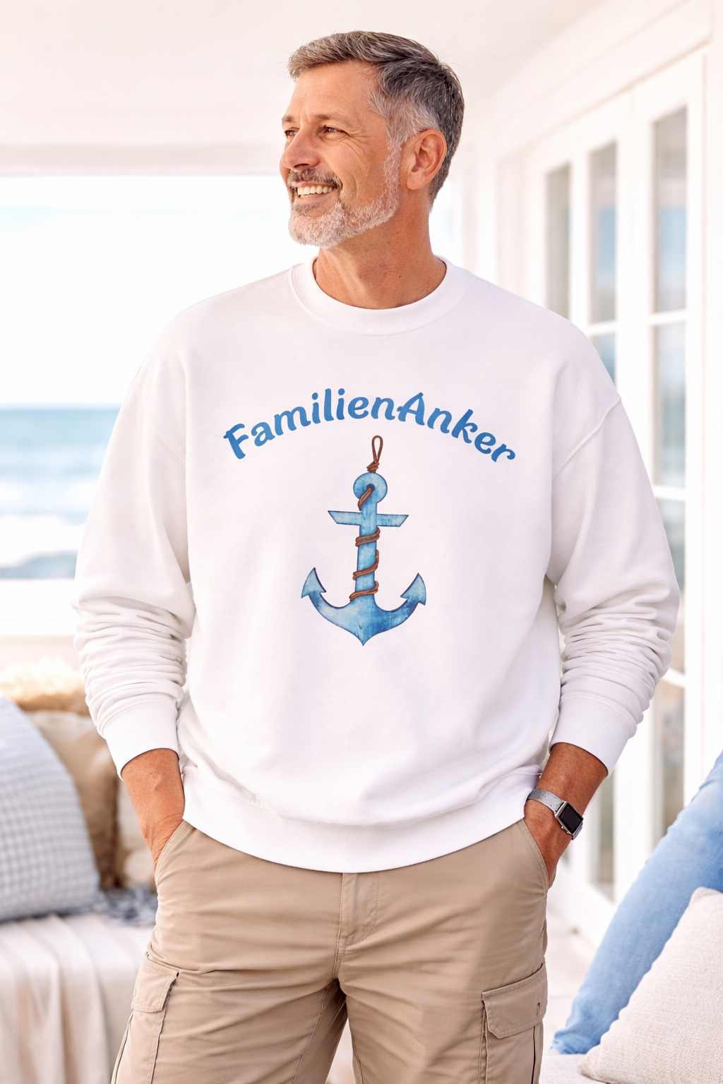 FamilienAnker Sweatshirt – Geschenk für Papa – Maritimes Papa Geschenk – Vatertag Pullover
