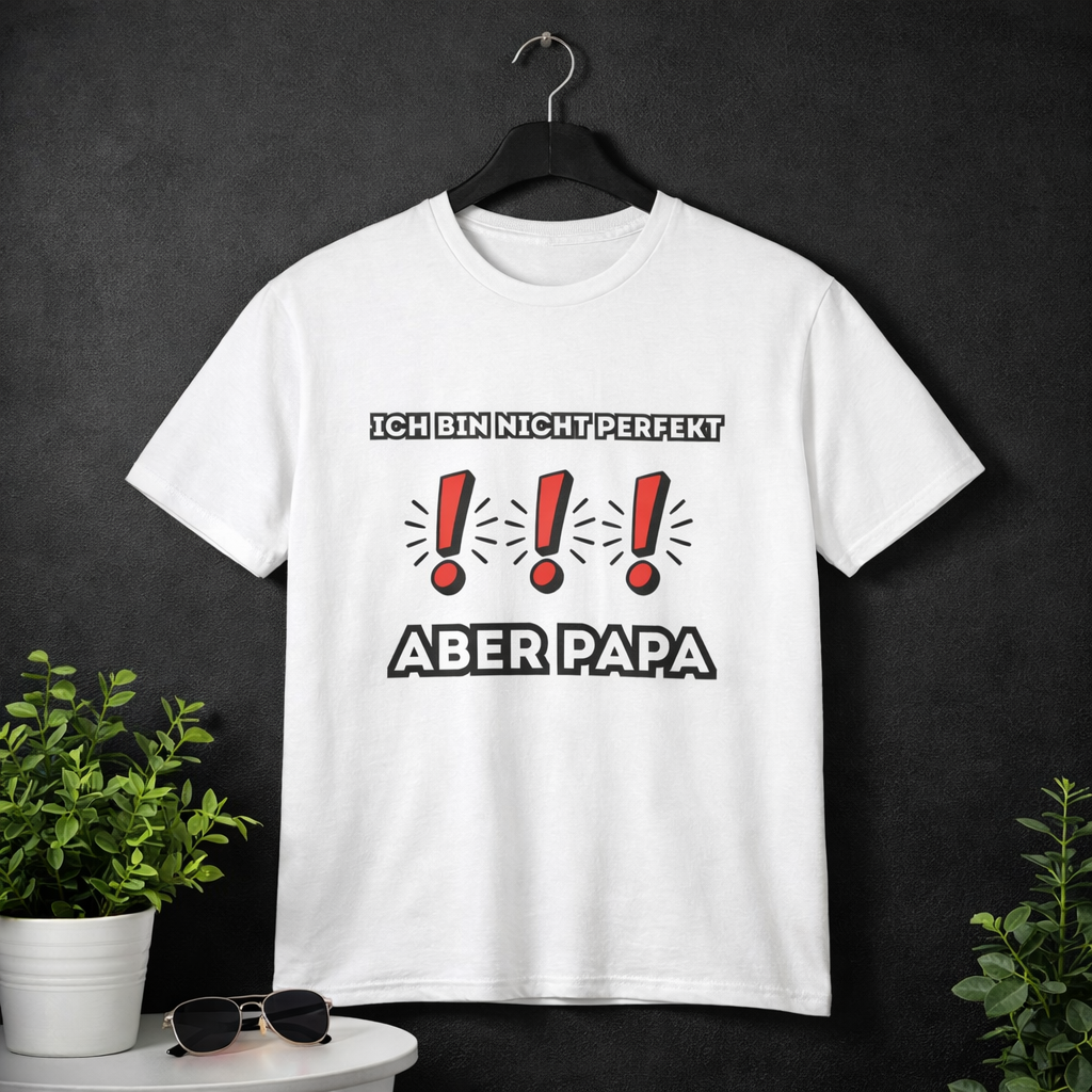 Papa T-Shirt „Ich bin nicht perfekt aber Papa“ – Lustiges Vater Geschenk – Herren Shirt für Papa