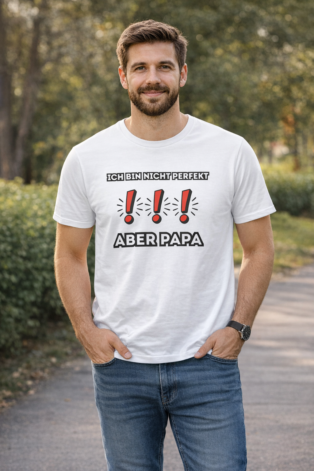 Papa T-Shirt „Ich bin nicht perfekt aber Papa“ – Lustiges Vater Geschenk – Herren Shirt für Papa
