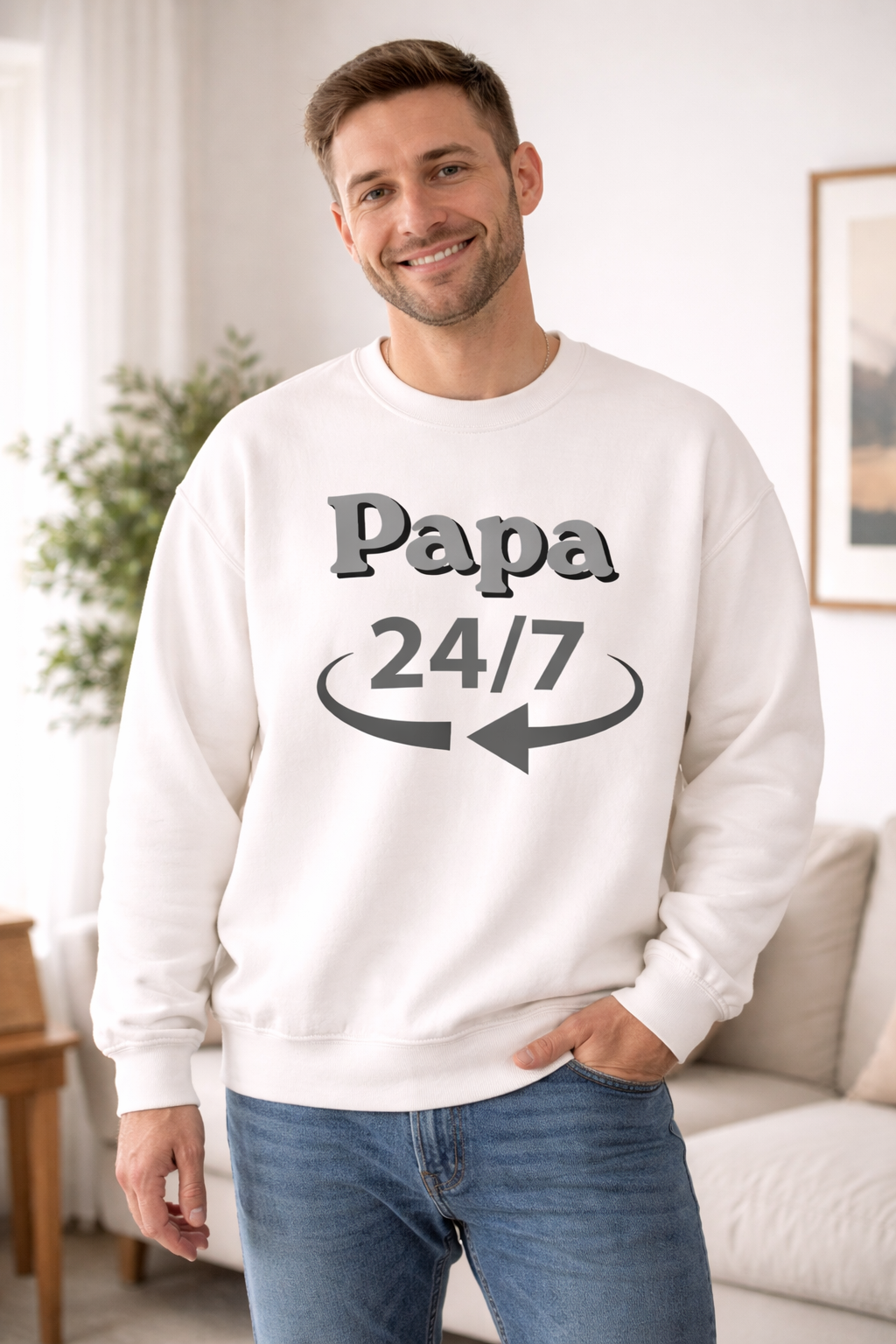 Papa 24/7 Sweatshirt – Geschenk für Papa – Cooler Papa Pullover – Vatertag Geschenk Idee