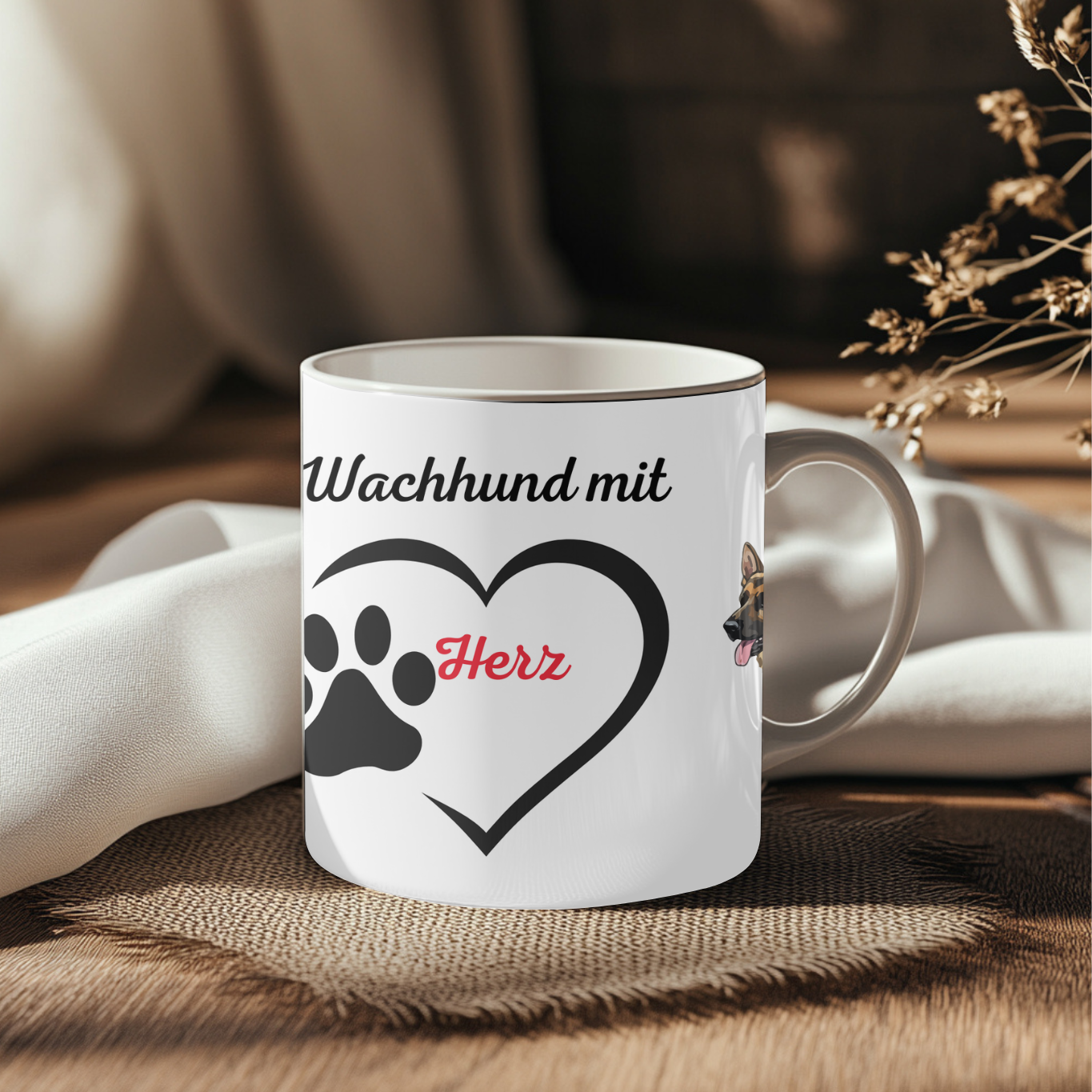 Tasse Deutscher Schäferhund – Wachhund mit Herz | Hundeliebe Geschenk | Schäferhund Tasse 330 ml