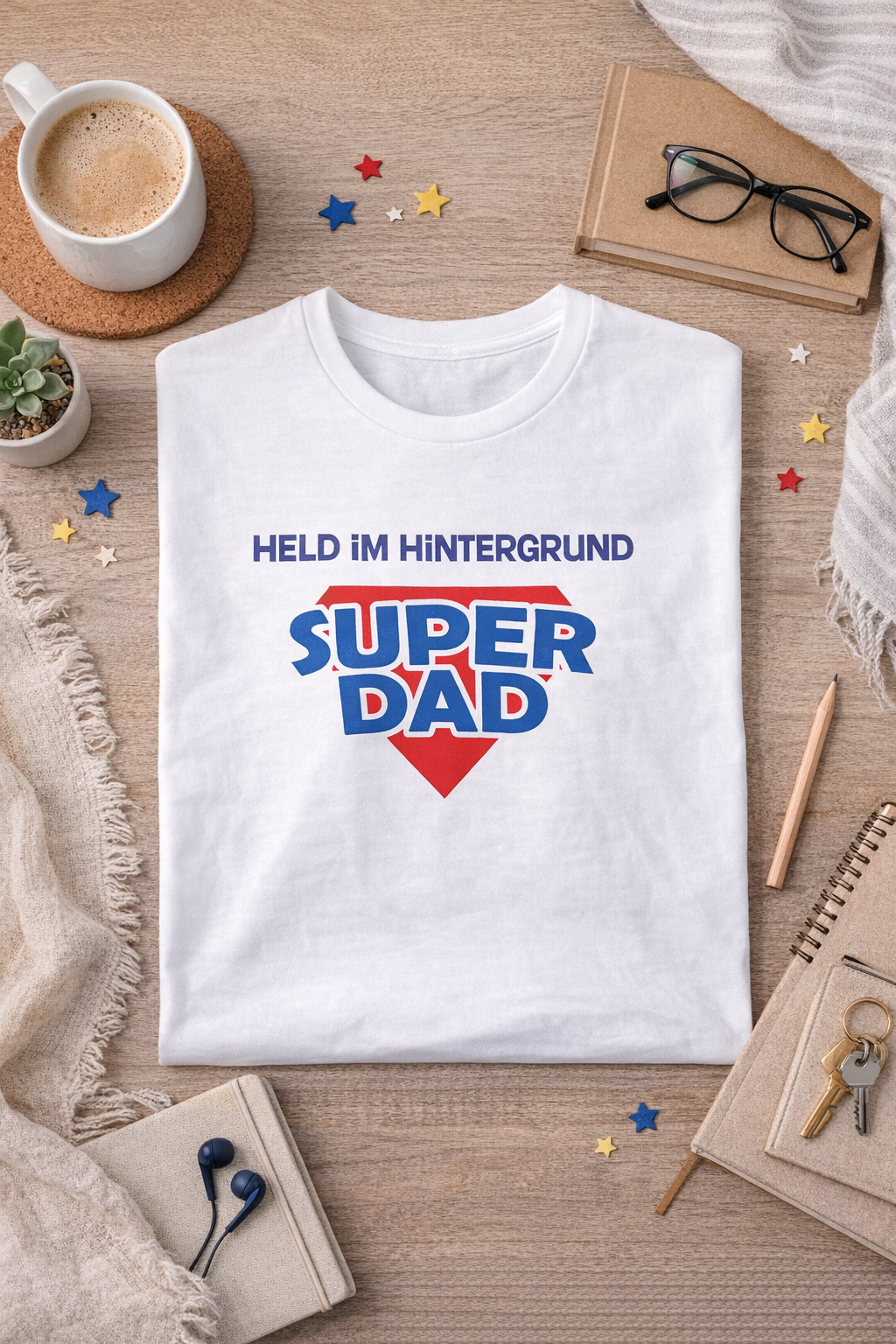 Papa T-Shirt „Held im Hintergrund – Super Dad“ – Lustiges Vater Shirt – Geschenkidee für Papa