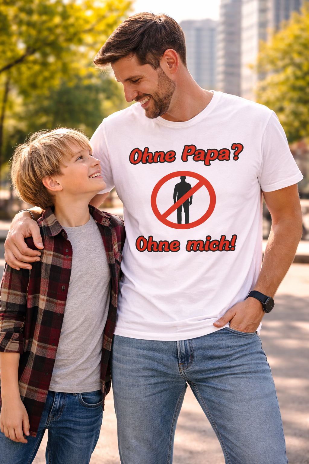 Papa T-Shirt „Ohne Papa? Ohne mich!“ – Lustiges Herren Shirt für Väter – Geschenkidee zum Vatertag